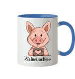 "Herz Schweinchen" - Tasse zweifarbig - Schweinchen's Shop - Tassen - Cambridge Blue / 330ml