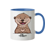 "Herz Otter" - Tasse zweifarbig - Schweinchen's Shop - Tassen - Cambridge Blue / 330ml