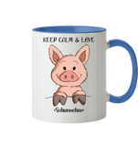 Tasse - "Keep Calm" - Zweifarbig - Schweinchen's Shop - Tassen - Cambridge Blue / 330ml