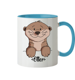 Tasse - "Otter" - Zweifarbig - Schweinchen's Shop - Tassen - Hellblau / 330ml