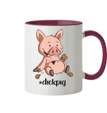 Tasse - "dickpig" - Zweifarbig - Schweinchen's Shop - Tassen - Bordeaux / 330ml