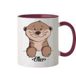 Tasse - "Otter" - Zweifarbig - Schweinchen's Shop - Tassen - Bordeaux / 330ml