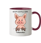 Tasse - "Keep Calm" - Zweifarbig - Schweinchen's Shop - Tassen - Bordeaux / 330ml