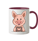 Tasse - "Herz" - Zweifarbig - Schweinchen's Shop - Tassen - Bordeaux / 330ml