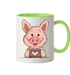 Tasse - "Herz" - Zweifarbig - Schweinchen's Shop - Tassen - Hellgrün / 330ml