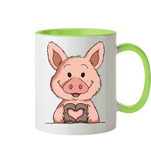 Tasse - "Herz" - Zweifarbig - Schweinchen's Shop - Tassen - Hellgrün / 330ml