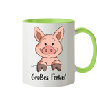 Tasse - "Großes Ferkel" - Zweifarbig - Schweinchen's Shop - Tassen - Hellgrün / 330ml