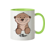 Tasse - "Otter" - Zweifarbig - Schweinchen's Shop - Tassen - Hellgrün / 330ml