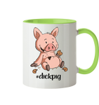 Tasse - "dickpig" - Zweifarbig - Schweinchen's Shop - Tassen - Hellgrün / 330ml
