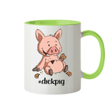 Tasse - "dickpig" - Zweifarbig - Schweinchen's Shop - Tassen - Hellgrün / 330ml
