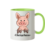 Tasse - "Glücksschwein" - Zweifarbig - Schweinchen's Shop - Tassen - Hellgrün / 330ml