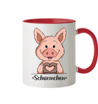 "Herz Schweinchen" - Tasse zweifarbig - Schweinchen's Shop - Tassen - Rot / 330ml
