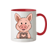 Tasse - "Herz" - Zweifarbig - Schweinchen's Shop - Tassen - Rot / 330ml