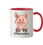 Tasse - "Schweinchen" - Zweifarbig - Schweinchen's Shop - Tassen - Rot / 330ml
