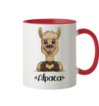 Tasse - "Herz Alpaca" - Zweifarbig - Schweinchen's Shop - Tassen - Rot / 330ml