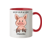 Tasse - "Keep Calm" - Zweifarbig - Schweinchen's Shop - Tassen - Rot / 330ml