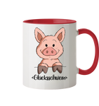 Tasse - "Glücksschwein" - Zweifarbig - Schweinchen's Shop - Tassen - Rot / 330ml