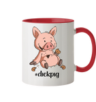 Tasse - "dickpig" - Zweifarbig - Schweinchen's Shop - Tassen - Rot / 330ml