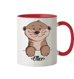 Tasse - "Otter" - Zweifarbig - Schweinchen's Shop - Tassen - Rot / 330ml