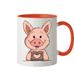 Tasse - "Herz" - Zweifarbig - Schweinchen's Shop - Tassen - Orange / 330ml