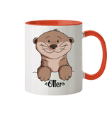 Tasse - "Otter" - Zweifarbig - Schweinchen's Shop - Tassen - Orange / 330ml