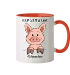 Tasse - "Keep Calm" - Zweifarbig - Schweinchen's Shop - Tassen - Orange / 330ml