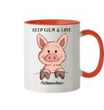 Tasse - "Keep Calm" - Zweifarbig - Schweinchen's Shop - Tassen - Orange / 330ml
