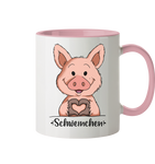 "Herz Schweinchen" - Tasse zweifarbig - Schweinchen's Shop - Tassen - Altrosa / 330ml