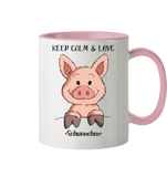 Tasse - "Keep Calm" - Zweifarbig - Schweinchen's Shop - Tassen - Altrosa / 330ml