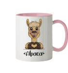 Tasse - "Herz Alpaca" - Zweifarbig - Schweinchen's Shop - Tassen - Altrosa / 330ml