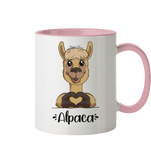 Tasse - "Herz Alpaca" - Zweifarbig - Schweinchen's Shop - Tassen - Altrosa / 330ml