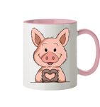 Tasse - "Herz" - Zweifarbig - Schweinchen's Shop - Tassen - Altrosa / 330ml