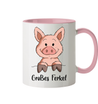 Tasse - "Großes Ferkel" - Zweifarbig - Schweinchen's Shop - Tassen - Altrosa / 330ml