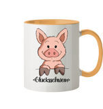 Tasse - "Glücksschwein" - Zweifarbig - Schweinchen's Shop - Tassen - Goldgelb / 330ml