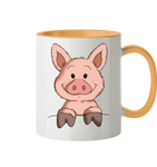 Tasse - Schweinchen - Zweifarbig - Schweinchen's Shop - Tassen - Goldgelb / 330ml