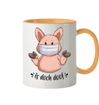 Tasse- "is doch doof" - Zweifarbig - Schweinchen's Shop - Tassen - Goldgelb / 330ml