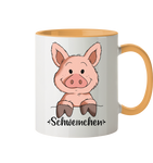 Tasse - "Schweinchen" - Zweifarbig - Schweinchen's Shop - Tassen - Goldgelb / 330ml