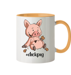 Tasse - "dickpig" - Zweifarbig - Schweinchen's Shop - Tassen - Goldgelb / 330ml