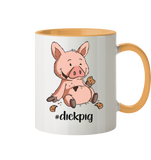 Tasse - "dickpig" - Zweifarbig - Schweinchen's Shop - Tassen - Goldgelb / 330ml