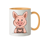 Tasse - "Herz" - Zweifarbig - Schweinchen's Shop - Tassen - Goldgelb / 330ml