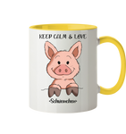 Tasse - "Keep Calm" - Zweifarbig - Schweinchen's Shop - Tassen - Hellgelb / 330ml