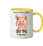 Tasse - "Keep Calm" - Zweifarbig - Schweinchen's Shop - Tassen - Hellgelb / 330ml