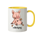 Tasse - "dickpig" - Zweifarbig - Schweinchen's Shop - Tassen - Hellgelb / 330ml