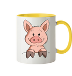 Tasse - Schweinchen - Zweifarbig - Schweinchen's Shop - Tassen - Hellgelb / 330ml