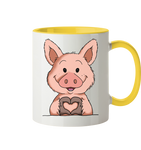 Tasse - "Herz" - Zweifarbig - Schweinchen's Shop - Tassen - Hellgelb / 330ml
