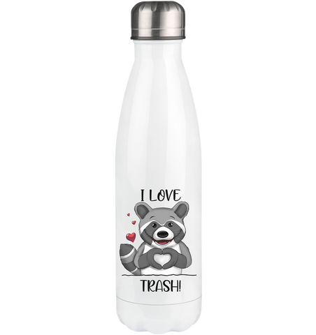 "I LOVE TRASH" - Thermoflasche 500ml - Schweinchen's Shop - Trinkgefäße - White / 500ml