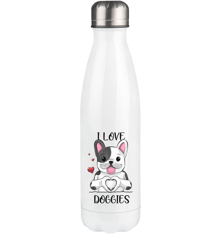 "I LOVE DOGGIES" - Thermoflasche 500ml - Schweinchen's Shop - Trinkgefäße - White / 500ml