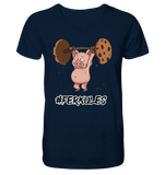 "Ferkules" - V-Neck Shirt - Schweinchen's Shop - V-Neck Shirts - Navy / S