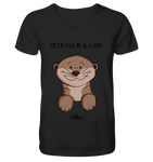 Otter "KEEP CALM" - V-Neck Shirt - Schweinchen's Shop - V-Neck Shirts -