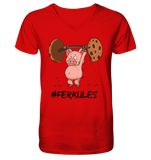 "Ferkules" - V-Neck Shirt - Schweinchen's Shop - V-Neck Shirts - Red / S